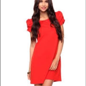 Red Dress / Ruched Sleeve